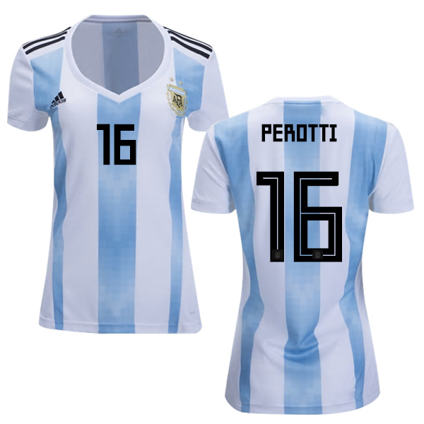 Women's Argentina #16 Perotti Home Soccer Country Jersey - Click Image to Close